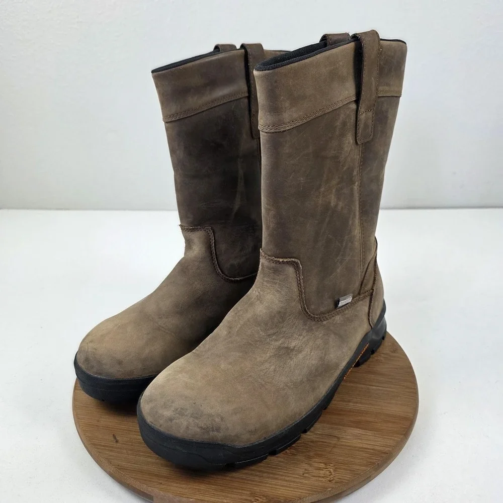 Danner Crafter Wellington Boots Mens Size 11 EE Brown Leather Pull On Work 12453 - Picture 2 of 15